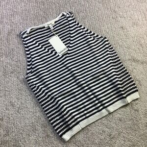 Splendid Women Navy White Striped Cotton V Neck Sweater Vest Size S NWT